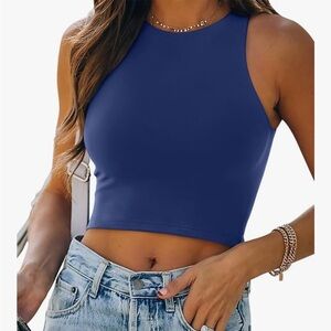 NWT - Blue Sleeveless Crop Top